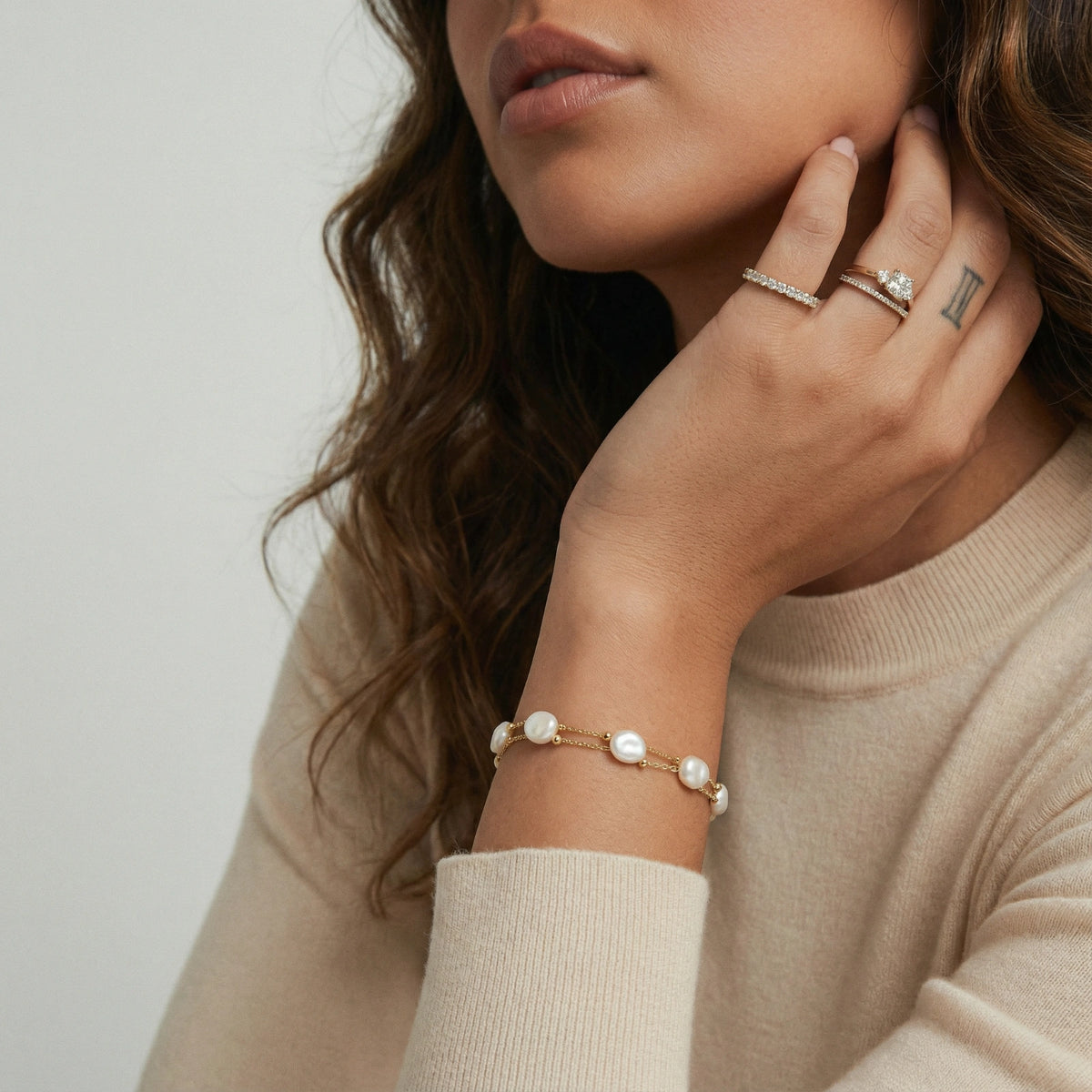 Chasia Barock-Perlen Geschichtetes Armband - 18 Karat vergoldet